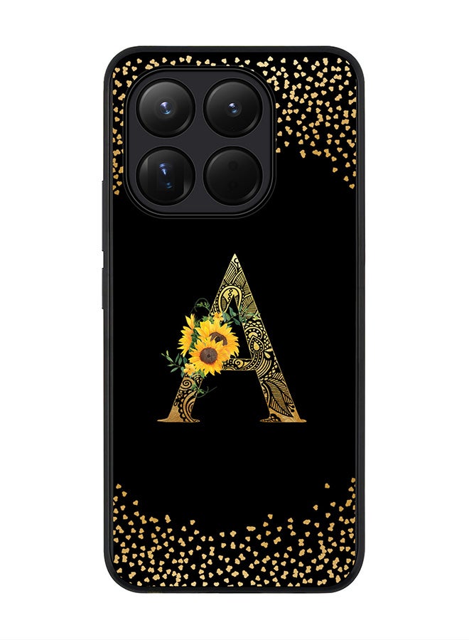 Stylizedd For Xiaomi 15T Case,Slim fit Camera Protection, Shockproof Thin Phone cover  - Custom Floral Monogram - A ( Black ) - Image 1
